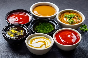 Wall Mural - Assortment of Dips and Sauces