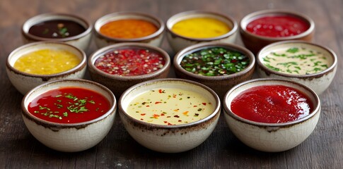 Wall Mural - Assortment of Colorful Dipping Sauces