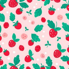 Wall Mural - Cute Strawberry Pattern