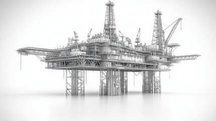 Detailed drawings of offshore rigs in 3D projections