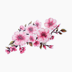 Wall Mural - Elegant pink cherry blossoms illustration