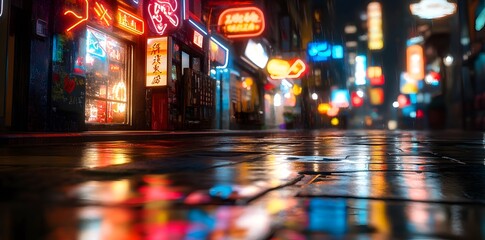 Wall Mural - Neon Cityscape Reflections