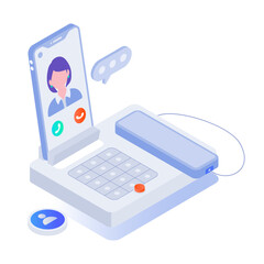 Sticker - Video call icon in isometric style

