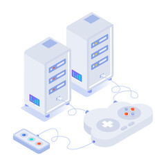 Sticker - Gaming servers icon in isometric style 

