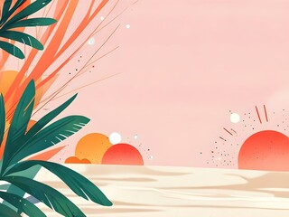 Wall Mural - Tropical Sunset Illustration