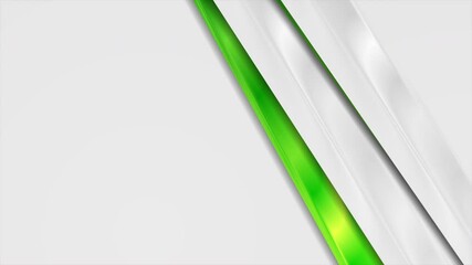 Wall Mural - Bright green and silver grey abstract glossy corporate modern background. Seamless looping motion design. Video animation Ultra HD 4K 3840x2160