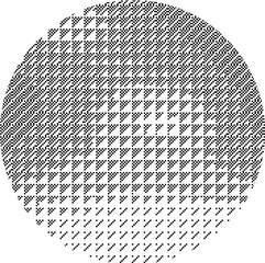 Large abstract circular bitmap style pattern with a transparent background