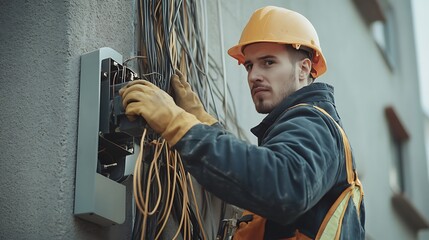 Electrician Working on Electrical Panel