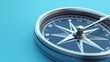© savittree - A sharp compass with prominent arrow points set on a bright blue background. The clean and modern design emphasizes guidance and clarity