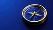 © savittree - A sleek compass with sharp arrow points against a rich blue background, highlighting direction and guidance in this minimalistic 3D illustration