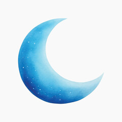 Poster - Blue crescent moon illustration