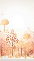 Poster - Autumn forest illustration with birds