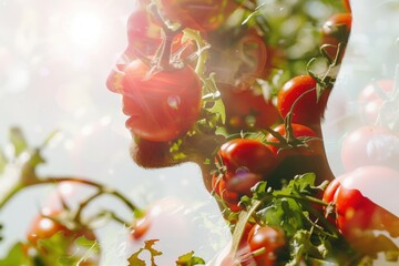 Wall Mural - men and vegetables