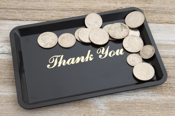 Wall Mural - Thank you tip with a tray and money