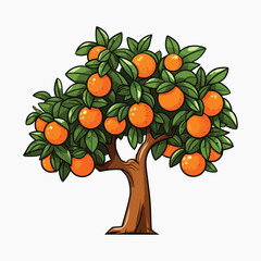 Canvas Print - Vibrant orange tree illustration