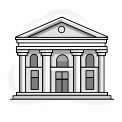 Wall Mural - Classic Architectural Vector Illustration of a Columned Building