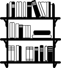 Poster - Stylized Vector Illustration of a Bookshelf with Books