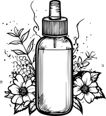 Canvas Print - Botanical Bottle with Floral Design Illustration