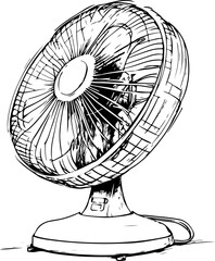 Sticker - Sketch of a Vintage Standing Fan