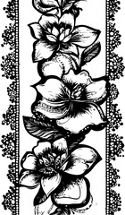 Wall Mural - Elegant Floral Illustration in Black and White