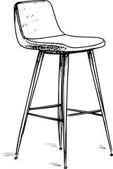 Canvas Print - Minimalist Vector Outline of a Modern Bar Stool