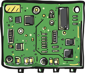 Wall Mural - Vector Illustration of a Colorful Circuit Board