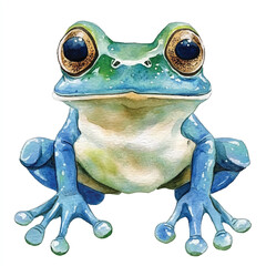 cute frog watercolor clipart illustration isolated