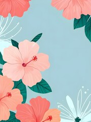 Sticker - Pink Hibiscus Flowers Background