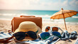 © EnesBerkay - Summer accessories on summer beach Concept of recreation in summertime. AI generated image, ai.