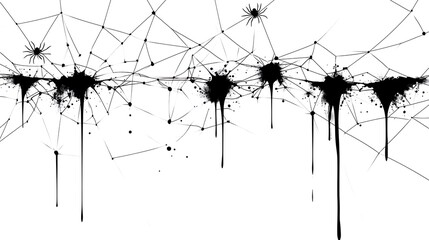  Intricate Spider Web Design with Black Spiders and White Background