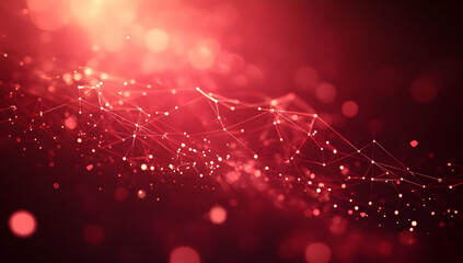 Wall Mural - abstract digital background featuring vibrant red tones, connecting dots, and glowing lines, creatin