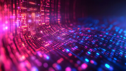 Wall Mural - a vibrant, abstract representation of glowing data waves, showcasing colorful patterns of light and 