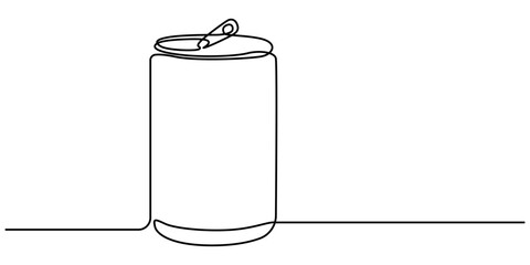 Wall Mural - Continuous line drawing of soda aluminum can. One line of aluminum can. Soda refreshing drink concept continuous line art. Editable outline, drink can in continuous line drawing minimalist style, food