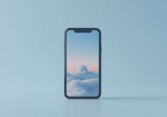 Canvas Print - Smartphone Mockup with Clouds Background