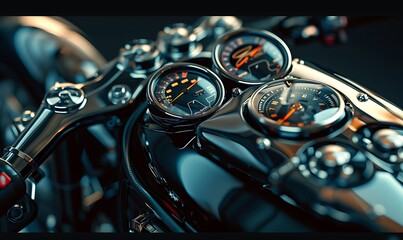 Modern and stylish motorcycle dashboard, Close up