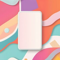 Canvas Print - White Smartphone Mockup on Colorful Abstract Background