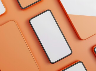 Orange Background With Mockup Phone