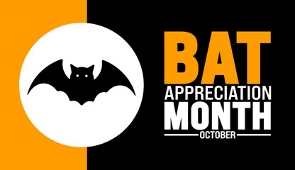 Wall Mural - Bat Appreciation Month background or banner design template is observed every year in October. Holiday concept. Template for card, poster, placard, template. eps 10