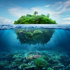 Wall Mural - lush marine sanctuary preserving diverse ocean ecosystems in untouched tropical paradise
