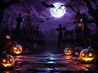 Sticker - Halloween Night in a Spooky Graveyard