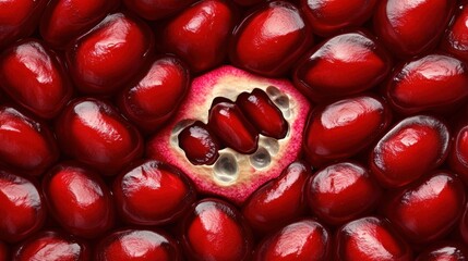 Poster - A close up of a pomegranate with seeds inside, AI