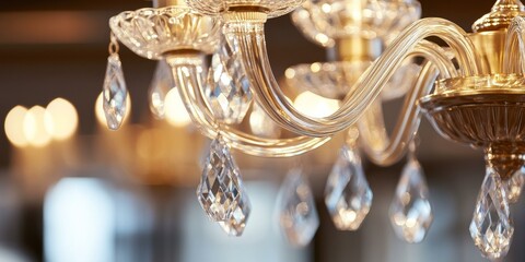 Poster - Crystal chandelier with shimmering light.