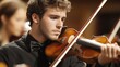 © Morning - A young man plays the violin.