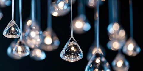 Poster - Clear glass light bulbs hanging in rows.