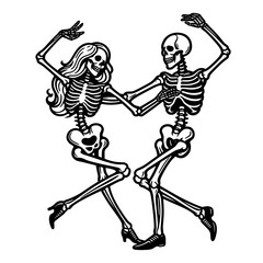 Wall Mural - dancing skeletons couple Halloween party sketch