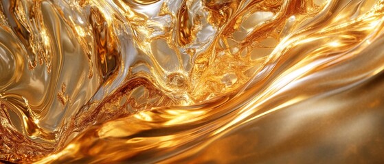 Canvas Print - Surreal Liquid Gold Waves in Abstract Elegance