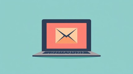 Minimalist email interface displayed on a laptop, featuring a geometric envelope icon, representing organized communication.