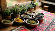 © aun - A herbal medicine workshop in the Himalayas, featuring a variety of medicinal plants and traditional preparation tools