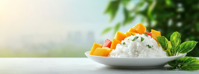 Wall Mural - rice within, topped by carrots and vegetables