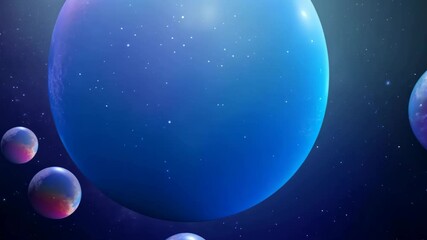 Sticker - a vibrant cosmic scene showcasing multiple colorful bubble-like spheres against a starry space backg